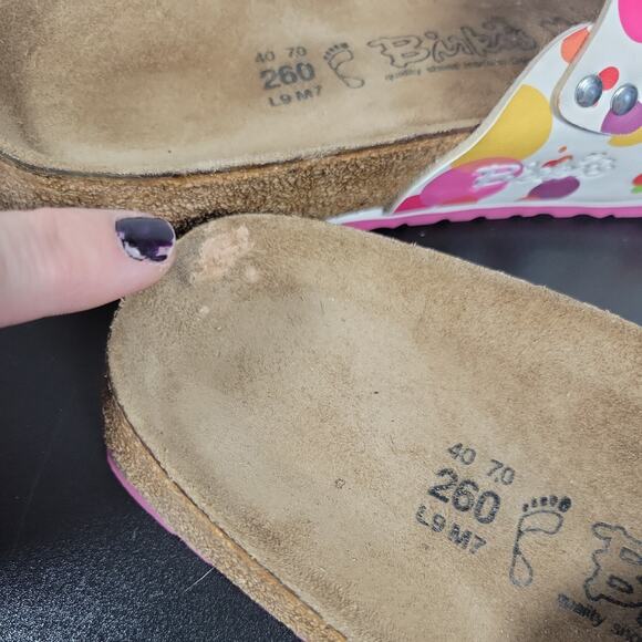 Birki’s by Birkenstock 40 Wm Size 9-9.5 Maria Polka Dot slip on Clogs Open Heel - Picture 13 of 13